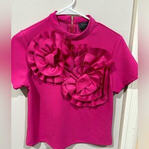 Gracia hot pink shirt with a zipper on the back . Size small !